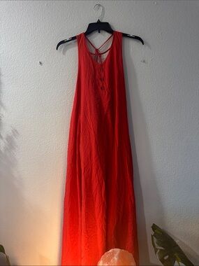 Red Maxi Dress with Strappy Back